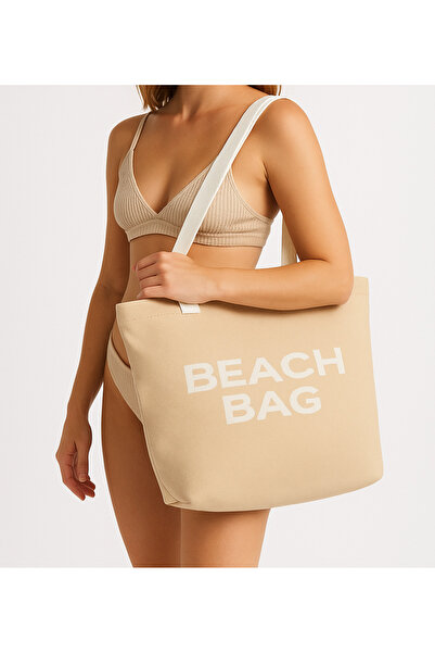 Sebir Moda Beach Bag Written Knitwear Beach Bag