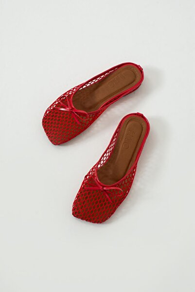 Elyo Meshia Küt Burun File Kırmızı Terlik