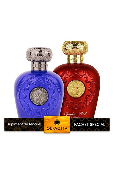 lattafa Pack of 2 Best Seller perfumes, Blue Oud 100 ml for him and Opulent Red 100 ml for her