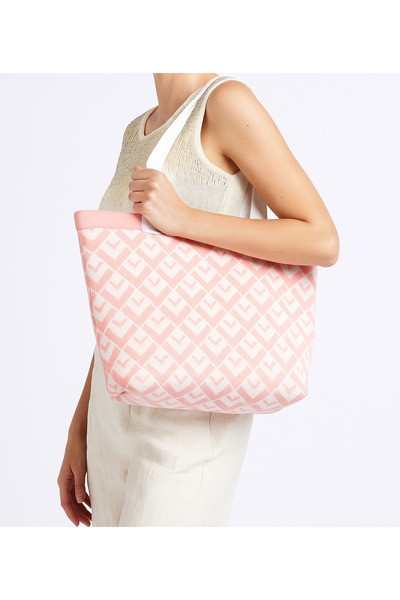 Sebir Moda Τσάντα ώμου και παραλίας με πλεκτό σχέδιο V