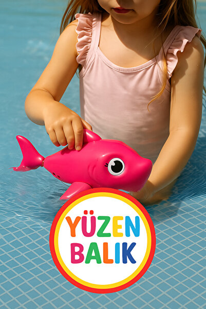 TOYFEST Daddy Shark - Baby Shark Şarkısı Söleyerek Havuzda - Küvette Yüzen Ba...
