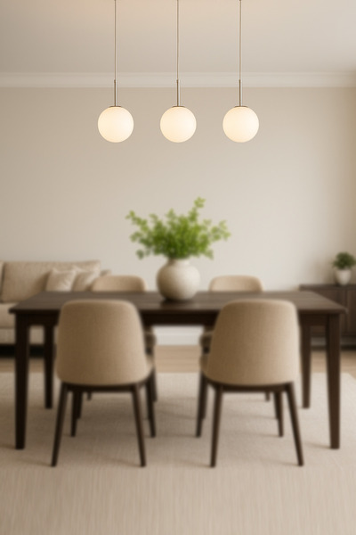 Avizemoda Miya 3 lü Yemek Masası Üstü Beyaz Camlı Modern Sarkıt Avize - (Krom Kaplama)