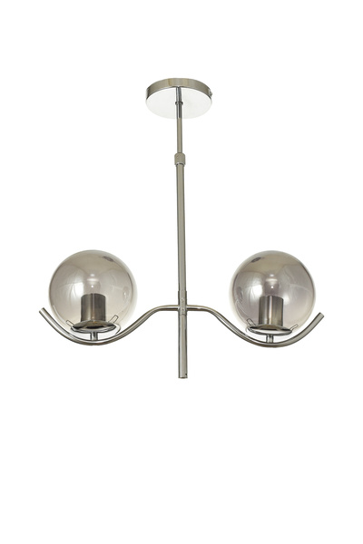 Avizemoda Ranya 2 li Füme Camlı Salon Oturma Odası Modern Avize - (Krom Kaplama)