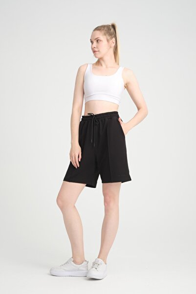 MYSPORT 5001 Kadın Esnek Kumaşlı Kordonlu Nakışlı Cepli 2 Iplik Penye Kumaşşort