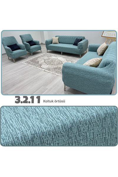 uzhanem Stretch Elastic Ευέλικτο Βαμβακερό 3+2+1+1 Ζακάρ κάλυμμα καναπέ