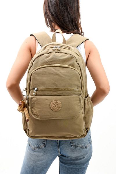 Sanmorris Beige Colored Unisex Water Resistant Large Size Backpack - With Laptop Compartment, For School and Travel
