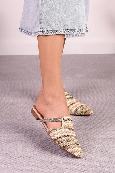 SUİNS SHOES Evelina Model Suins Women's Straw Slippers