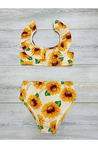 Yalçınoğlu Kids Girls' Swimsuit Set I Patterned and Printed Swimsuit Set for Girls I Quick Dry