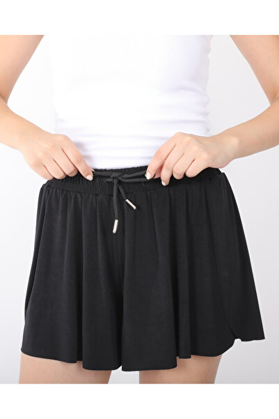 deqfashion Women's Black Loose Cut Double Layer Sports Shorts