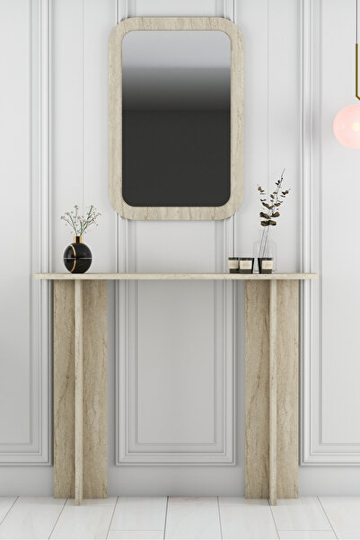 Variant Mobilya Modena Aynalı Dresuar Makyaj Masası - Traverten Mermer