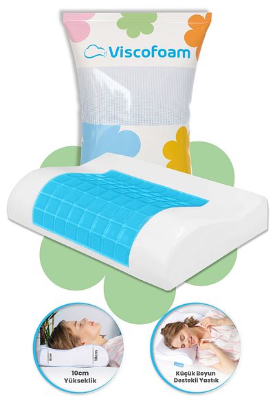 Viscofoam Anti-Sweat Neck Supported Orthopedic Pillow Gel Visco Pillow - 47X30X10-8Cm