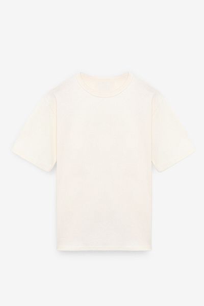 GRIMELANGE Catwalk Men's 100% Cotton Regular Fit Ecru T-Shirt