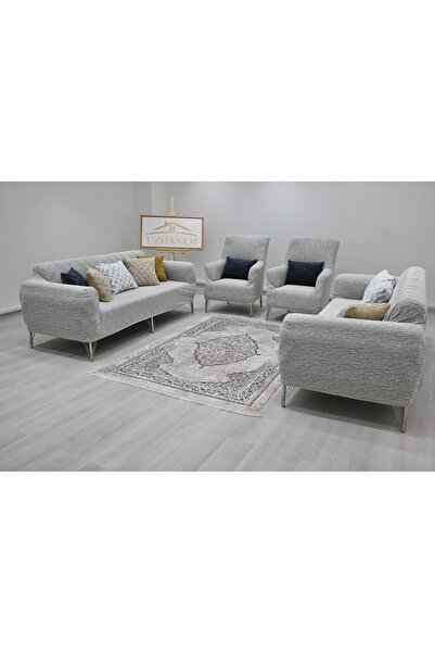 uzhanem Еластичний, праний, бавовняний чохол для дивана з еластичною стрічкою 3 2 1 1 з жакардовим візерунком (КРЕМ)