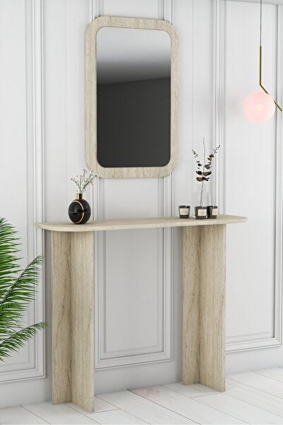 Variant Mobilya Modena Aynalı Dresuar Makyaj Masası - Traverten Mermer