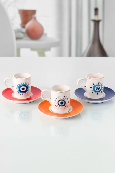 Güral Porselen Camelia 12 Piece Coffee Set for 6 People 6705 Nazar