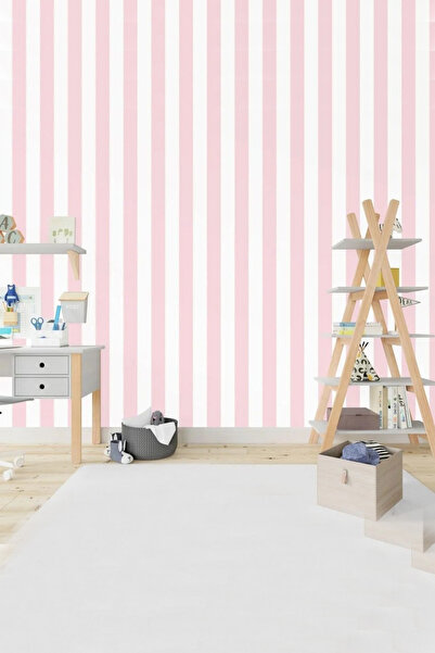 Milky Baby Zümrüt Kids 430-3 Pembe Kalın Çizgi Desenli Çocuk Duvar Kağıdı 5,3...