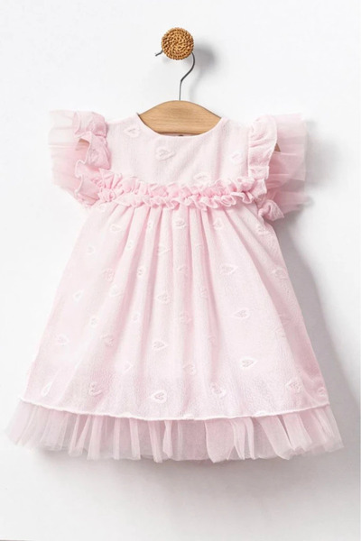 aysskids Nil Kalp Desenli Kız Bebek Elbise