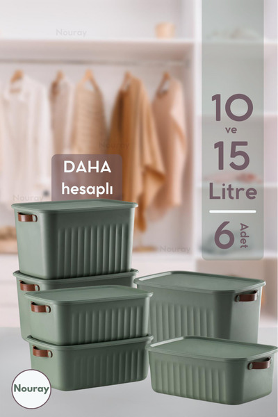 nouray 6Pcs 3X10Lt-3X15Lt Decorative Multi-Purpose Organizer Box with Lid, Inside Cabinet Organizer, Organizer.
