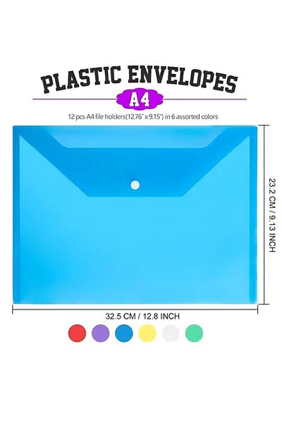 Generic Duniso 20 Pack A4 Polyethylene Envelope Folders With Snap Closure, Waterproof Transparent Project