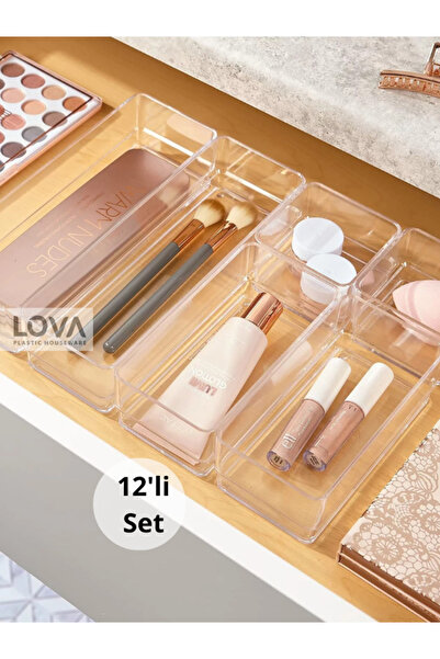 Lova 12 Parça Çok Amaçlı Çekmeceiçi Düzenleyici Organizer (ŞEFFAF) (2 SET)