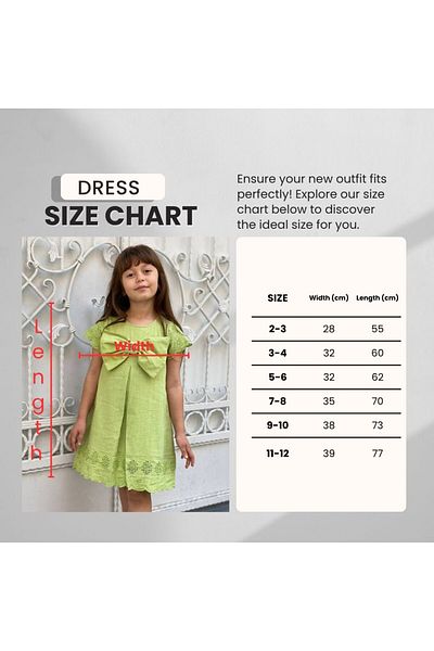 HÇ Hülya Çelik KİDSWEAR 2018 Girl's Green Cotton Linen Dress