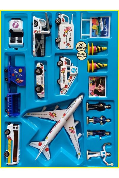 OYUNCAKSAHİLİ Havaalanı Terminal Hawaii Airport Hava Limanı 20 Parça Metal Se...