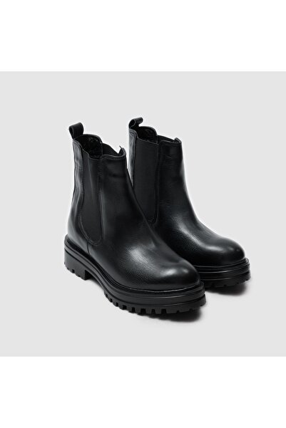 TOGO Siyah Hakiki Deri Kadın Chelsea Bot [60004]