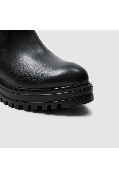 TOGO Siyah Hakiki Deri Kadın Chelsea Bot [60004]