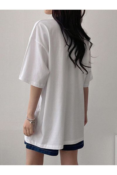 GENIUS STORE Women's T-Shirt Printed Long T-Shirt Cotton Oversize T-Shirt Universi̇ty-Women