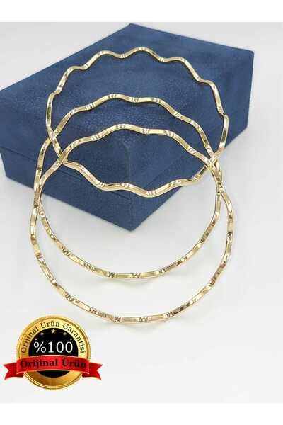 XUPING JEWELRY Xupıng Kıvrımlı Ajda Çelik Bilezik 3 Adet