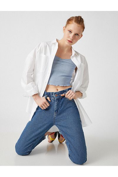 Koton Pantaloni Indigo de damă medii