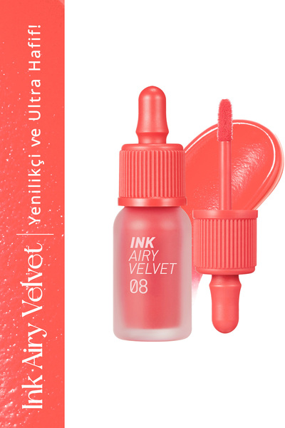PERIPERA Uzun Süre Kalıcı Hafif Formüllü Kadife Bitişli Tint PERIPERA Ink Airy Velvet (8 Pretty Orange Pink)