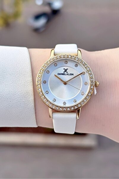 Daniel Klein Gold Renk Ayarlanabilir Kordonlu Kadın Kol Saati Ve Beyaz Renk D...
