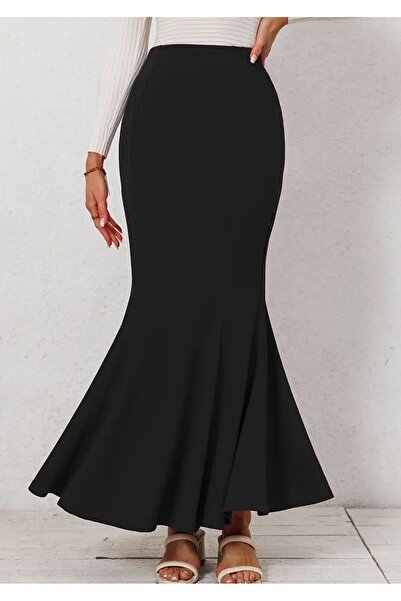 COUPEST تنورة نسائية طويلة الطول للأسماك باللون الأسود