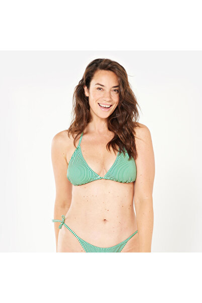Decathlon Kadın Üçgen Bikini Üstü - Yeşil/Beyaz - Çizgili - MAE