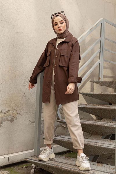 lamelif Πουκάμισο Bitter Brown Gabardine - Bombe Pocket