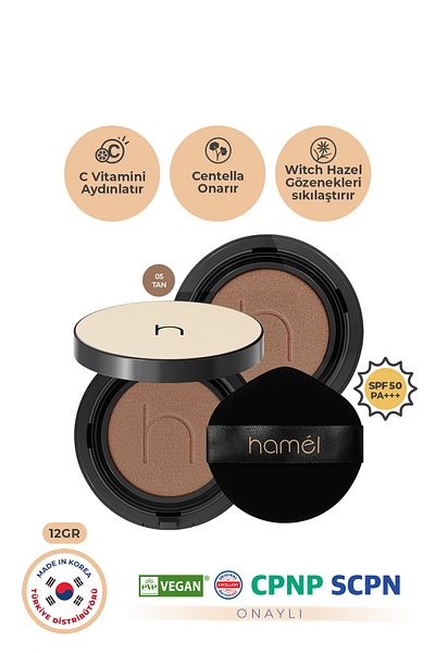 HAMEL Zero Fit Cushion Long Lasting Korean Foundation Spf50+ Pa+++ Natural Finish Refill X2 12g Tan