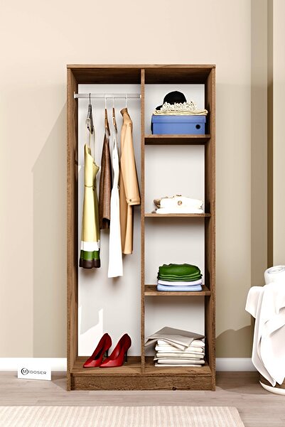 midoser Kardelen Serisi Atlantik Çam 2 Kapaklı 4 Raflı 80 Cm Elbise Dolabı