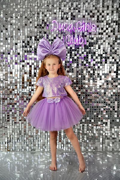 DUCA Glitter Sequin Crop and Fluffy Tutu Skirt Double Set