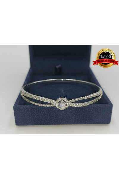 XUPING JEWELRY Xupıng Gümüş Renk Çelik Kelepçe Bilezik 60 Mm