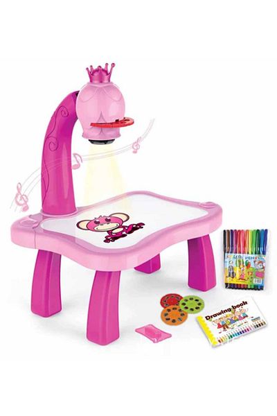 MACON Child Learning Desk with Smart Projector Educational Painting Table with Light Music Children Projec