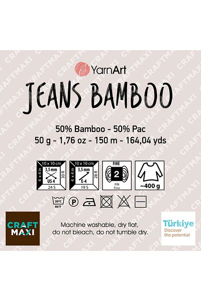 Yarnart Jeans Bamboo - Χειροποίητο Νήμα Πλεξίματος Cream-103