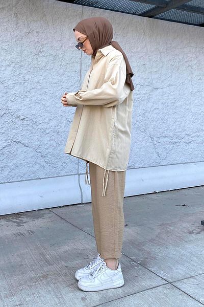 lamelif Cămașă oversize de culoare bej