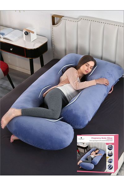 Donetella Pregnancy Pillow 58'' G-Shape – Maternity Body Support Pillow with Removable Cover