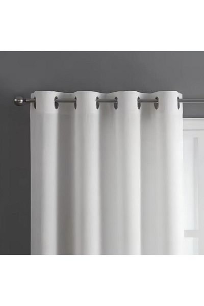 Generic Satin Feel Window Curtain Pair With Eyelet White 135 X 240cm