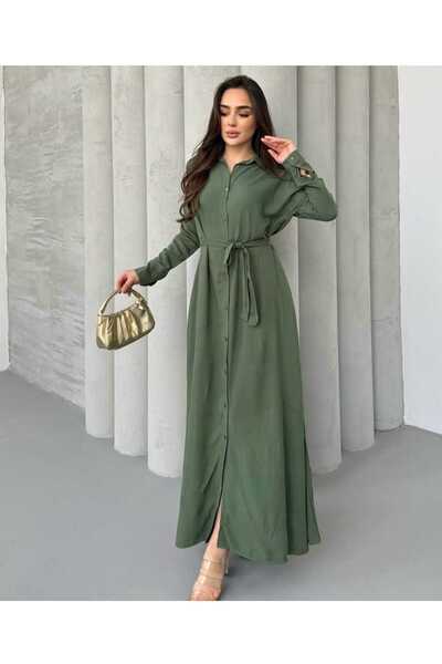 MitraMina Φόρεμα με ίσιο πουκάμισο στυλ Χακί