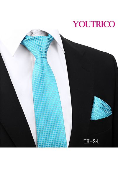 Youtrico Tie and Handkerchief Set-Artisanal Business 2PCS Handmade Formal Hanky Suit