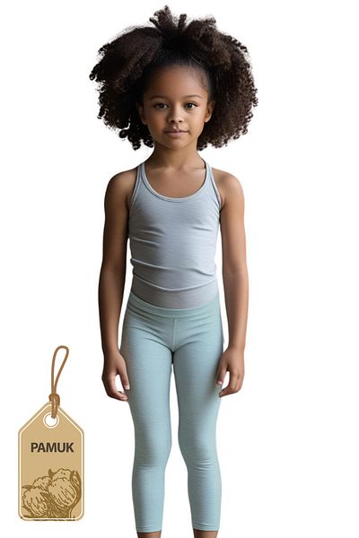 TWOO KİDS Seasonal Summer Cotton Anti-Sweat Comfortable Girls' Lycra Mint Green Long Leggings