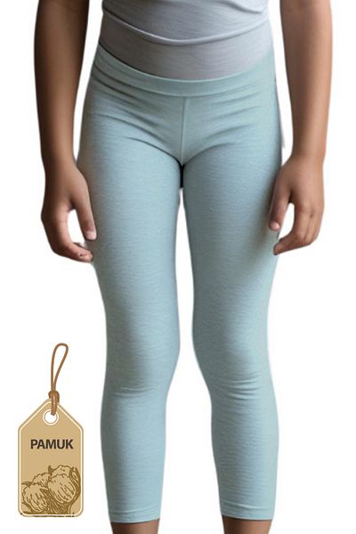 TWOO KİDS Seasonal Summer Cotton Anti-Sweat Comfortable Girls' Lycra Mint Green Long Leggings