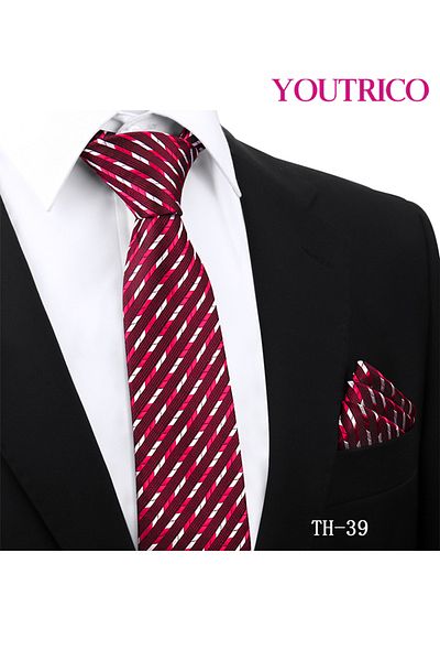 Youtrico Tie and Handkerchief Set-Artisanal Business 2PCS Handmade Formal Hanky Suit